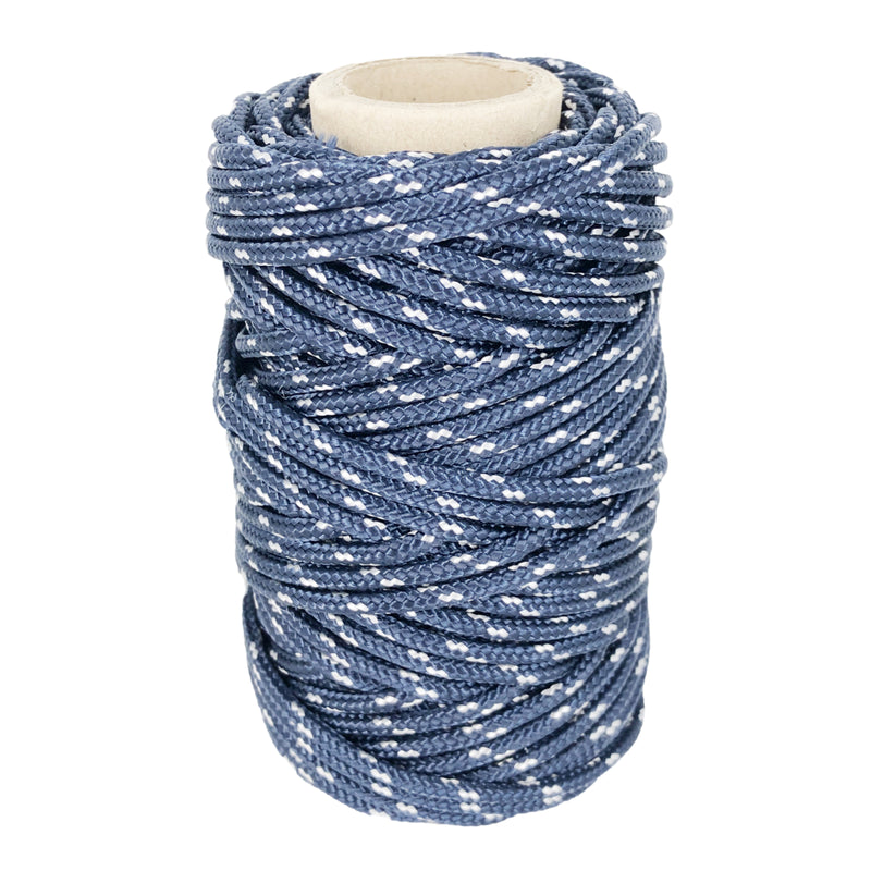 Corde en polyester, bleu marine et blanche, ø3 mm × 25 m.