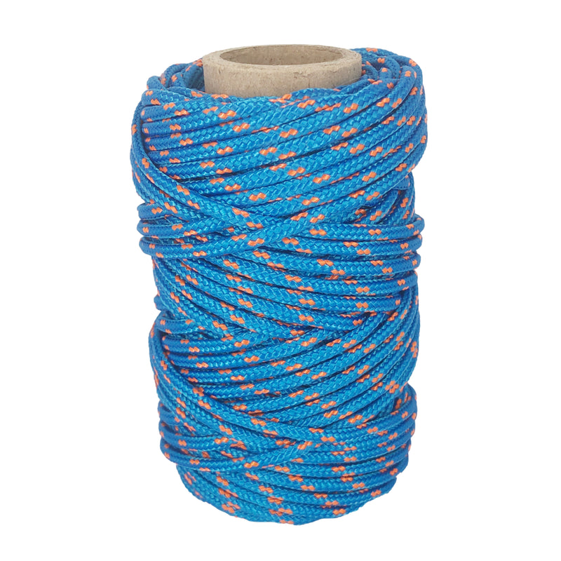Corde en polyester, bleue et orange, ø3 mm × 25 m.