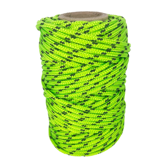Corda in poliestere, verde fluorescente e nera, ø3 mm × 25 m.
