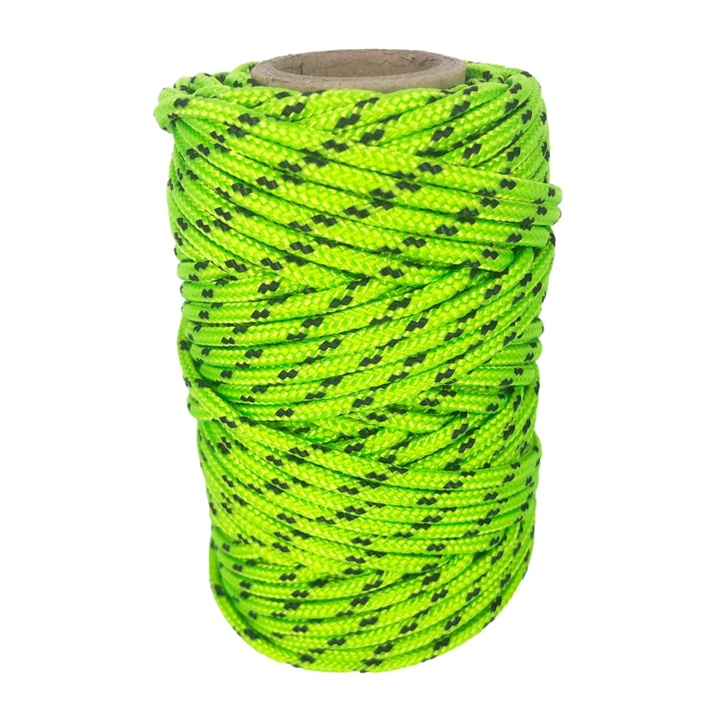 Corde en polyester, vert fluorescent et noire, ø3 mm × 25 m.
