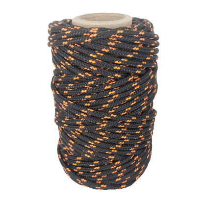 Polyesterseil, schwarz-orange, ø3 mm × 25 m.