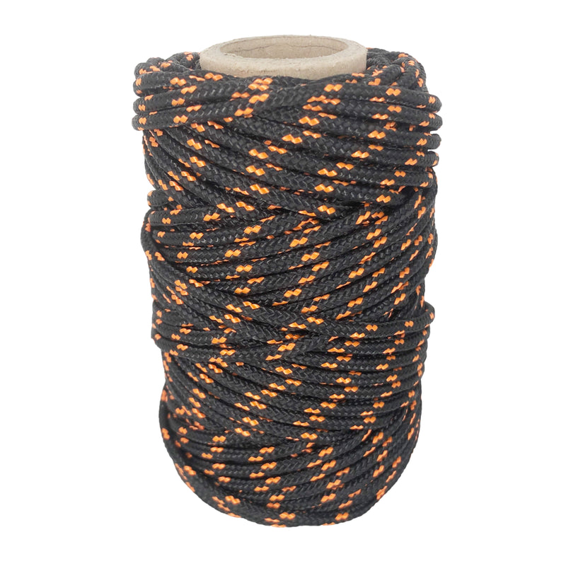 Corde en polyester, noire et orange, ø3 mm × 25 m.