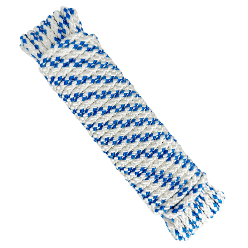 Hochfestes geflochtenes Polyesterschnur, weiß-blau, ø6mm * 10m.