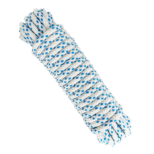 High-Tensile Braided Polyester Cord, White with Blue, ø8MM * 10M.