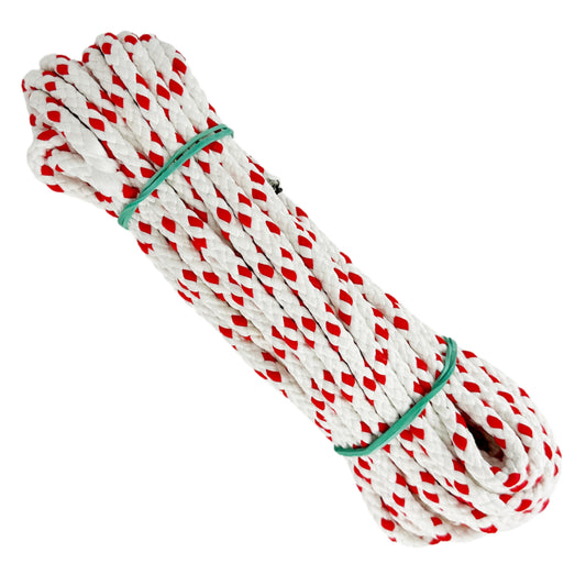 Cordoncino in poliestere opaco, bianco e rosso, ø6 mm × 10 m.