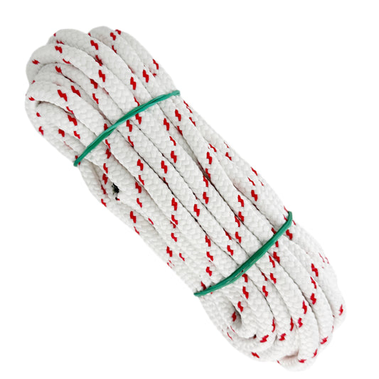 Cordoncino in poliestere opaco, bianco e rosso, ø8 mm × 10 m.