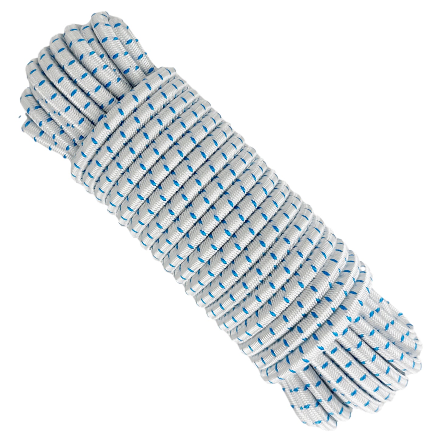 Corde élastique, blanche et bleue, ø6 mm × 10 m.