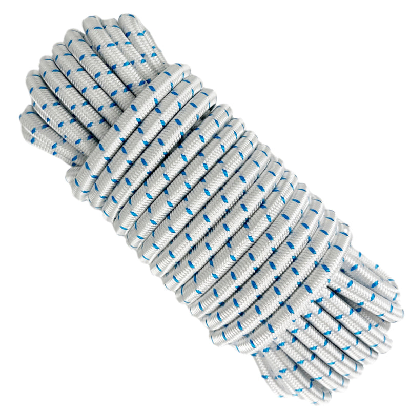 Corde élastique, blanche et bleue, ø8 mm × 10 m.