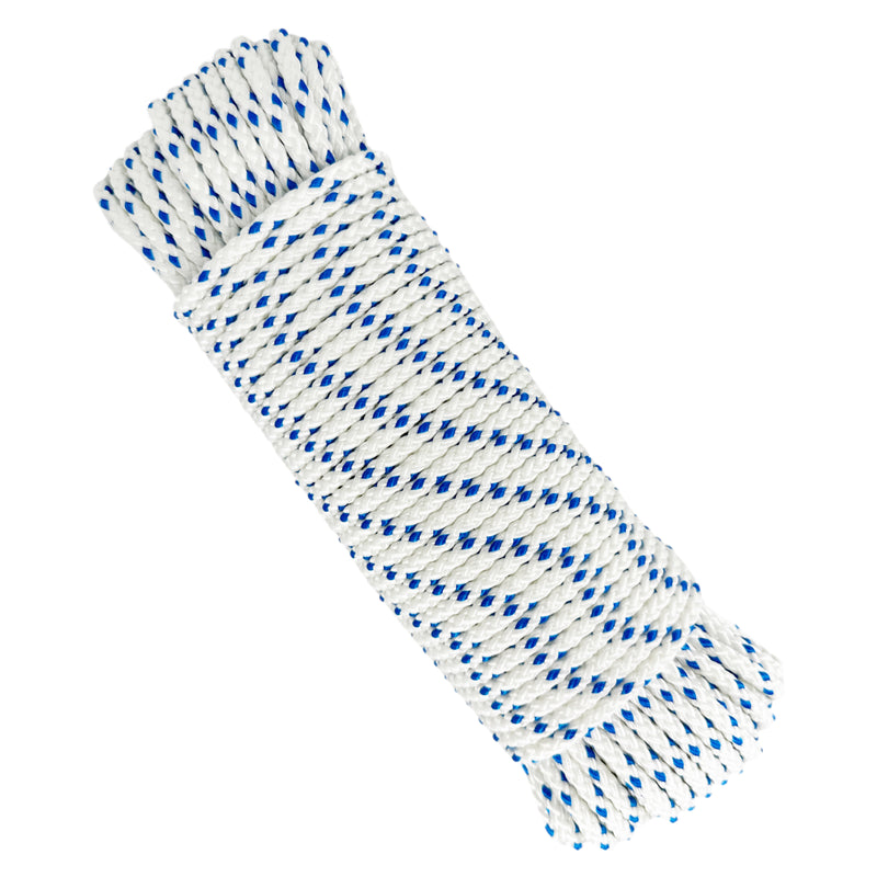 Hochfestes geflochtenes Polyesterschnur, weiß-blau, ø5mm * 25m.