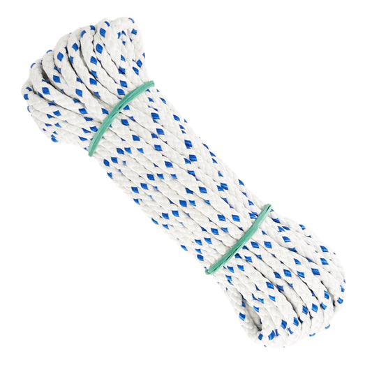 Cordoncino in poliestere opaco, bianco e blu, ø6 mm × 10 m.