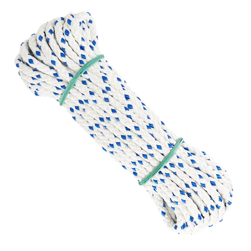 Mattes Polyesterseil, weiß-blau, ø6 mm × 10 m.