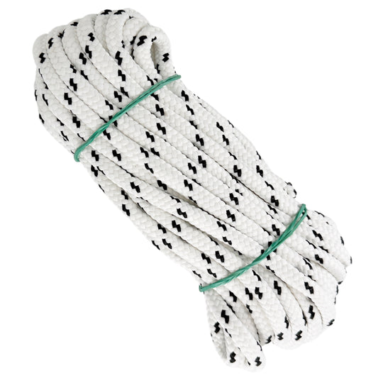 Cordoncino in poliestere opaco, bianco e nero, ø8 mm × 10 m.