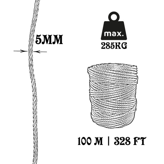 Corda in plastica, bianca, ø5 mm × 100 m.