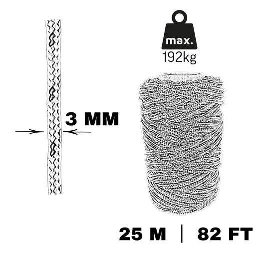 Corda in poliestere, arancione e nera, ø3 mm × 25 m.