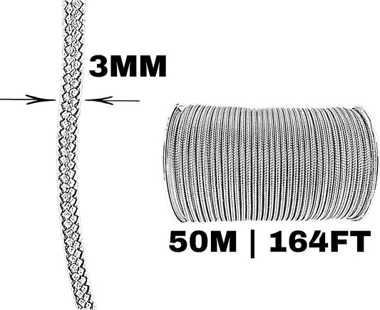 Corda in poliestere, nera, ø3 mm × 50 m.