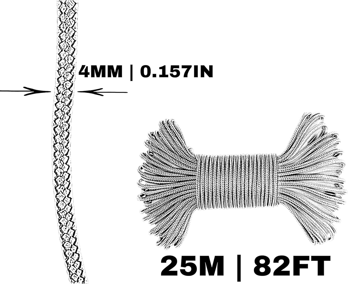 Polyesterseil, schwarz, ø4 mm × 25 m.