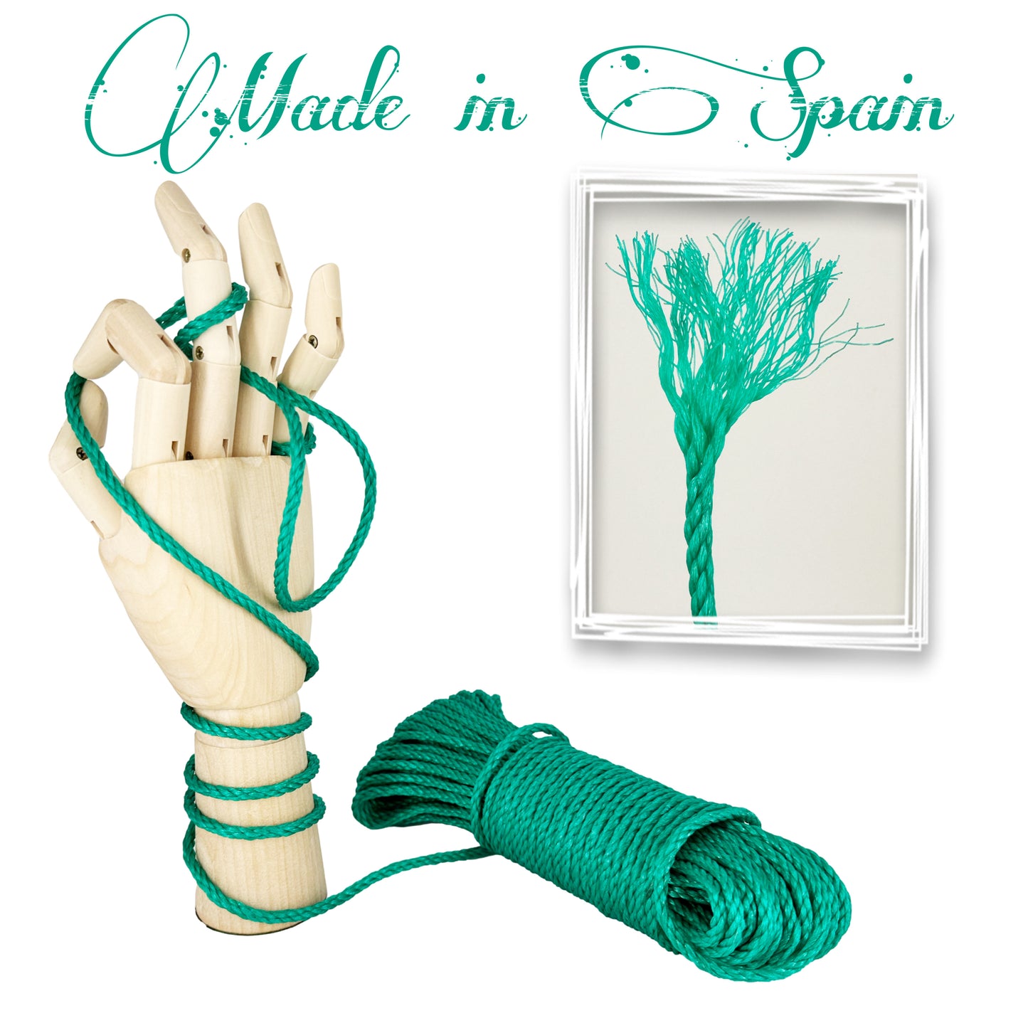 Cuerda de cordón de plástico verde, ø5 mm × 25 m.