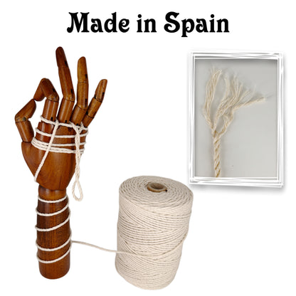 Cuerda de algodón, color natural, ø3 mm × 130 m.