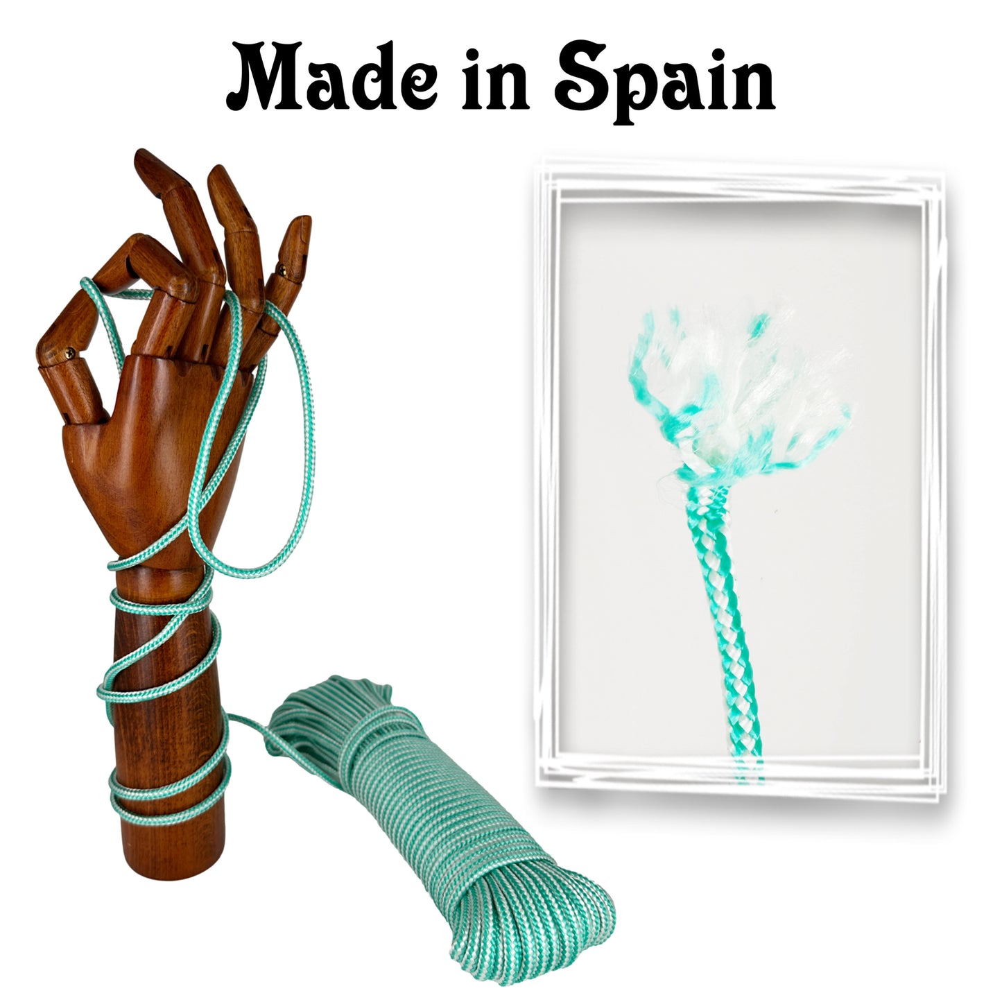 Cordón de polipropileno, verde y blanco, ø4,5 mm × 25 m.