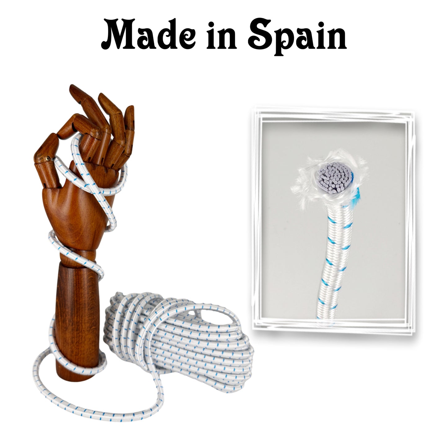Elastic Rope, White with Blue, ø8MM * 10M.