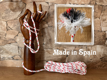 Cordón de poliéster mate, blanco y rojo, ø6 mm × 10 m.