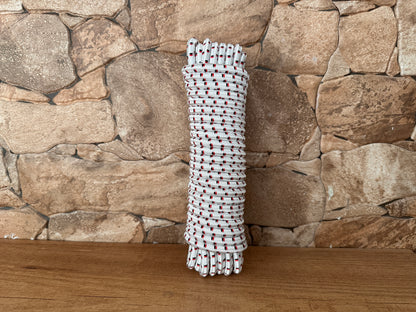 Corde élastique, blanche, rouge et noire, ø8 mm × 10 m.