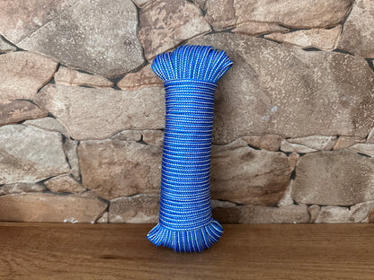 Polypropylenschnur, blau-weiß, ø4,5 mm × 25 m.