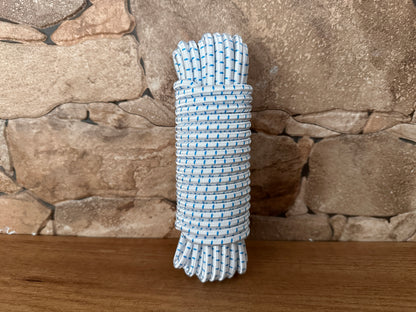 Corde élastique, blanche et bleue, ø6 mm × 10 m.