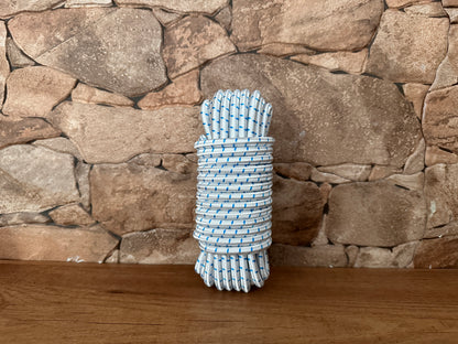 Elastic Rope, White with Blue, ø8MM * 10M.