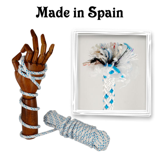 High-Tensile Braided Polyester Cord, White with Blue, ø8MM * 10M.